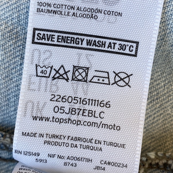 TopShop Moto Light Blue Denim Jacket 12 US - Picture 12 of 14